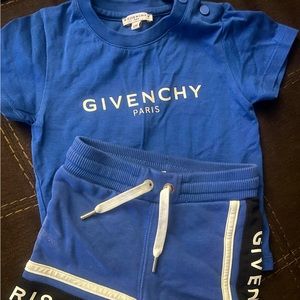 Authentic blue white and black Givenchy baby T shirt and shorts set